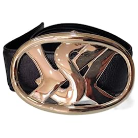 Ceinture Yves Saint Laurent avec boucle ovale monogramme YSL noir
