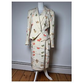 Vintage Balenciaga Seiden-Set Beige