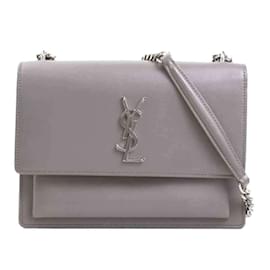 Borsa a spalla in pelle grigia e argento di Saint Laurent
