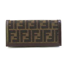 Fendi Bi-Fold Geldbörse aus braunem Canvas und Leder