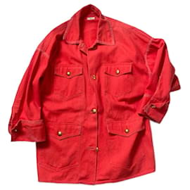 Chaqueta Chanel Rojo Coral Algodón