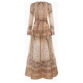Robe Zimmermann Matchmaker Beige en Soie et Lin