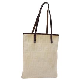 Borsa a mano in tela Zucca FENDI beige marrone Auth ti3258