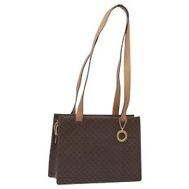 Céline Bolso de hombro de lona Macadam CELINE PVC marrón dorado Auth 130361