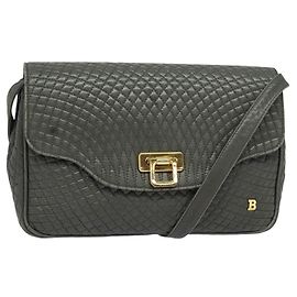 BALLY Borsa a Spalla in Pelle Grigia Dorata Auth bs27172