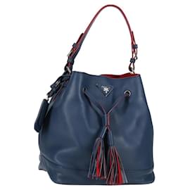 Borsa a Spalla PRADA in Pelle Blu Argento Autentica 127875V - Prada