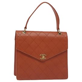 CHANEL Borsa Matelassé Pelle Caviar Marrone Oro CC Auth 130197