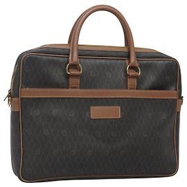 Borsa da lavoro in tela a nido d'ape Christian Dior PVC nera e oro Auth BA3097