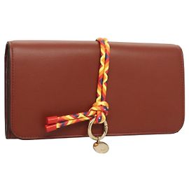 Chloé Portafoglio in Pelle Marrone Oro Auth 127898V