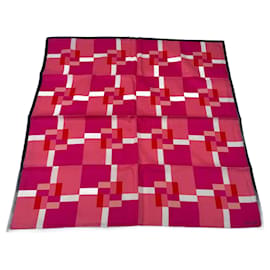 Sciarpa vintage Celine rosa rosso bianco - Céline