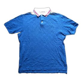 Polo Gucci in cotone blu con ricamo GG