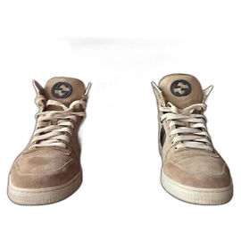 Sneaker Hi-Top Gucci beige in scamosciato