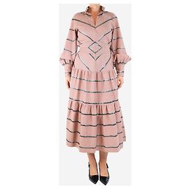 Autre Marque Rosa Lurex-Streifen-Midi-Kleid - Größe