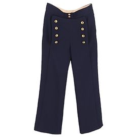 Chloé Weite Marinehosen aus marineblauer Wolle
