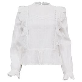 Top de encaje victoriano Maje Laviane en algodón blanco