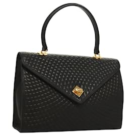 Borsa a mano BALLY in pelle nera e oro Auth BA3481 - Bally