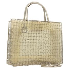 Borsa a mano Gancini in metallo 2 vie argento autentica 128606 di Salvatore Ferragamo