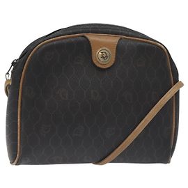 Borsa a spalla in tela a nido d'ape Christian Dior in pelle PVC nera e dorata Auth BA3305