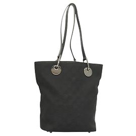 GUCCI GG Canvas Tote Bag Schwarz 120840 Auth BA3441