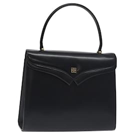 Borsa a mano GIVENCHY in pelle nera argento Auth bs27366