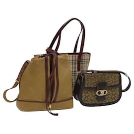 Céline CELINE C Sulky Cartier Burberry Nova Check Borsa in Pelle 3Set Beige Auth BA2174