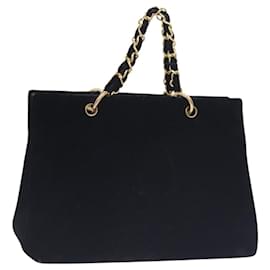 CHANEL Matelassé COCO Marken Kettenhandtasche Velours Schwarz Silber CC Auth 130198