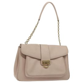 Borsa a spalla in pelle beige dorato Gancini Chain di Salvatore Ferragamo Auth 130371