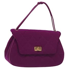 CHANEL Borsa Matelassé in cotone Viola Oro CC Auth 131194