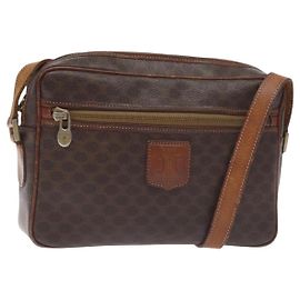 Céline Borsa a spalla in tela Macadam CELINE in pelle PVC marrone oro Auth bs27307