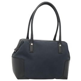 Borsa a mano Salvatore Ferragamo in nylon e pelle nera argento autentica bs27088