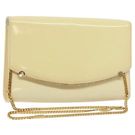 BALLY Bolso de Hombro con Cadena de Cuero Patente Amarillo Oro Auth ti3256