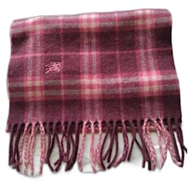 Sciarpa Burberry London in lana Tartan Bordeaux Rosso Rosa Bianco