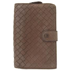 Carteira bifold de couro Bottega Veneta marrom