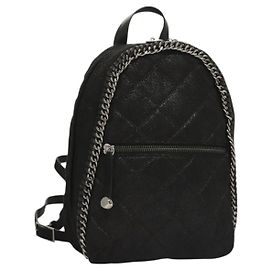 Autre Marque Falabella Chain Rucksack aus schwarzem Wildleder mit Silber von Stella MacCartney 364517 Auth BA3253
