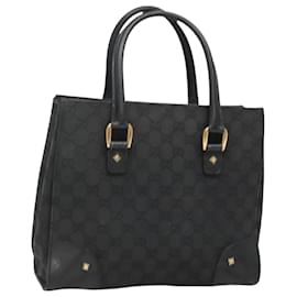 Borsa a mano in tela GG Gucci nera e oro 120895 Auth 130978