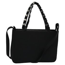 Borsa a mano Salvatore Ferragamo in nylon 2 vie nera argento autentica BA2963