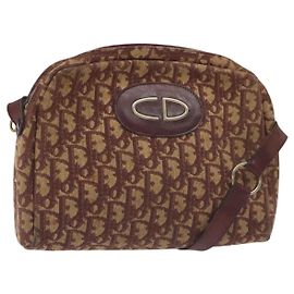 Borsa a spalla in tela Trotter Christian Dior rossa Auth 130911