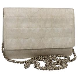 CHANEL Nouvelle Ligne de Voyage Portefeuille Chaîne Nylon Argent CC Auth bs27339