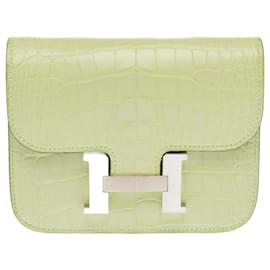 Accessorio HERMES Constance Slim in Coccodrillo Giallo - 102730 - Hermès