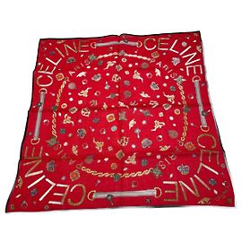 Céline Vintage Crline Scarf red