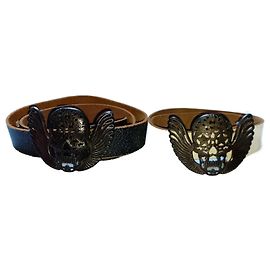 Levi's Red Tab™ Split Cowhide Leather Rocker Belts, SKULL Dark Metal Buckle