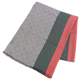 Sciarpa in cotone e seta con motivo GG di Gucci