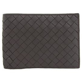 Bottega Veneta Leather Bifold Wallet Dark Brown