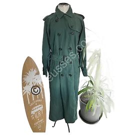 Trench Burberrys Kensington vintage verde – cintura + fodera tartan – taglia L