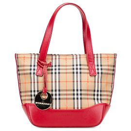 Borsa a mano in tela a quadri Haymarket beige di Burberry