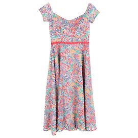 Autre Marque Vestido midi off-shoulder impreso Saloni en poliéster multicolor