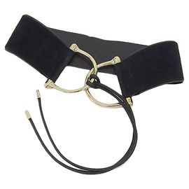 Cintura larga in suede Gucci nera e dorata XS