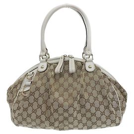 Borsa a mano in tela GG Gucci beige