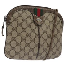 GUCCI GG Supreme Web Sherry Line Borsa a Spalla PVC Beige 004 02 047 Auth BA3428