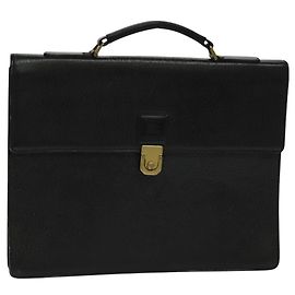 Autre Marque Borsa da lavoro Burberrys in pelle nera e oro Auth bs26949